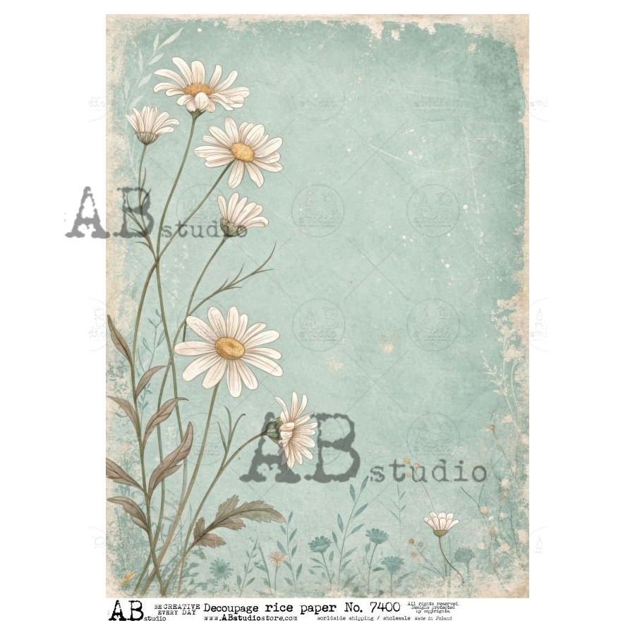 Hârtie de orez – Daisy Flowers – A4 1 Hârtie de orez – Daisy Flowers – A4