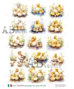 Hârtie de orez – Duck Family – A4