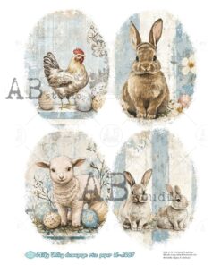 Hârtie de orez – Eggs in Blue Stripe 2 – A4