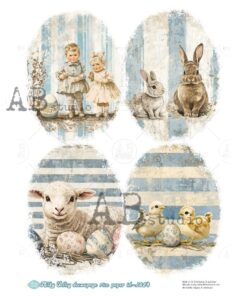 Hârtie de orez – Eggs in Blue Stripe 3 – A4