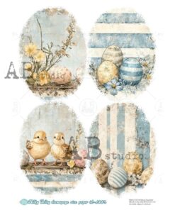 Hârtie de orez – Eggs in Blue Stripe 4 – A4