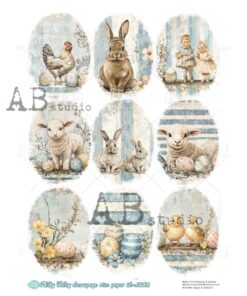 Hârtie de orez – Eggs in Blue Stripe – A4