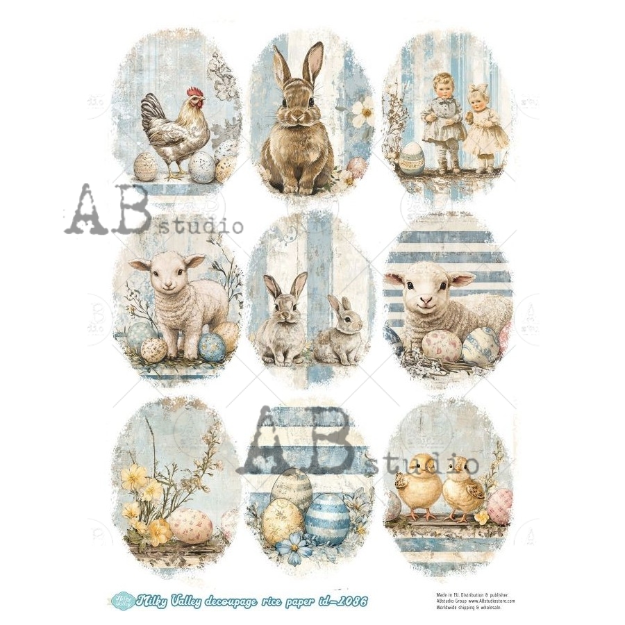 Hârtie de orez – Eggs in Blue Stripe – A4 1 Hârtie de orez – Eggs in Blue Stripe – A4