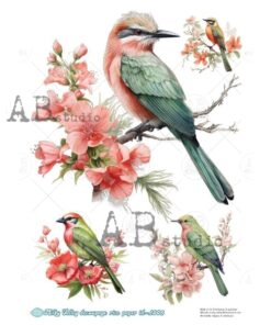 Hârtie de orez – Exotic Birds 2 – A4
