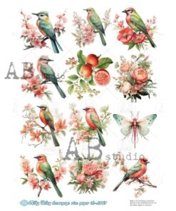 Hârtie de orez – Exotic Birds – A4
