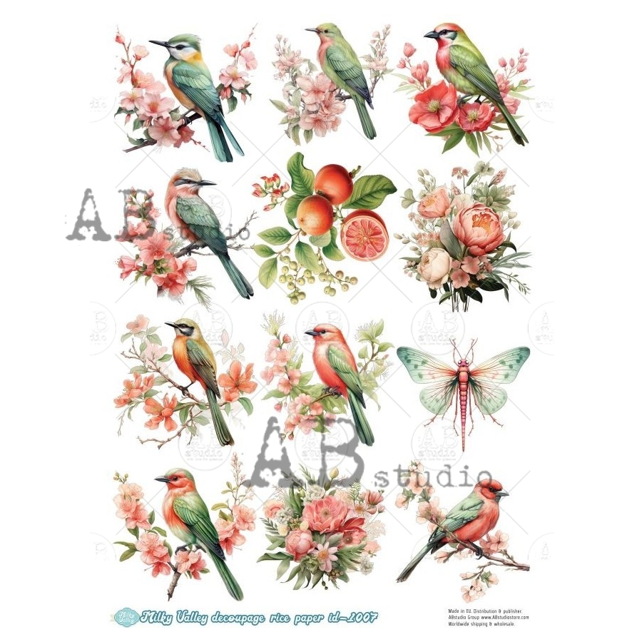 Hârtie de orez – Exotic Birds – A4 1 Hârtie de orez – Exotic Birds – A4