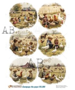 Hârtie de orez – Farm Medallions – A4