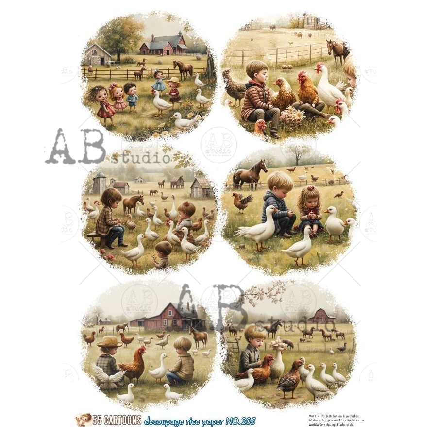 Hârtie de orez – Farm Medallions – A4 1 Hârtie de orez – Farm Medallions – A4