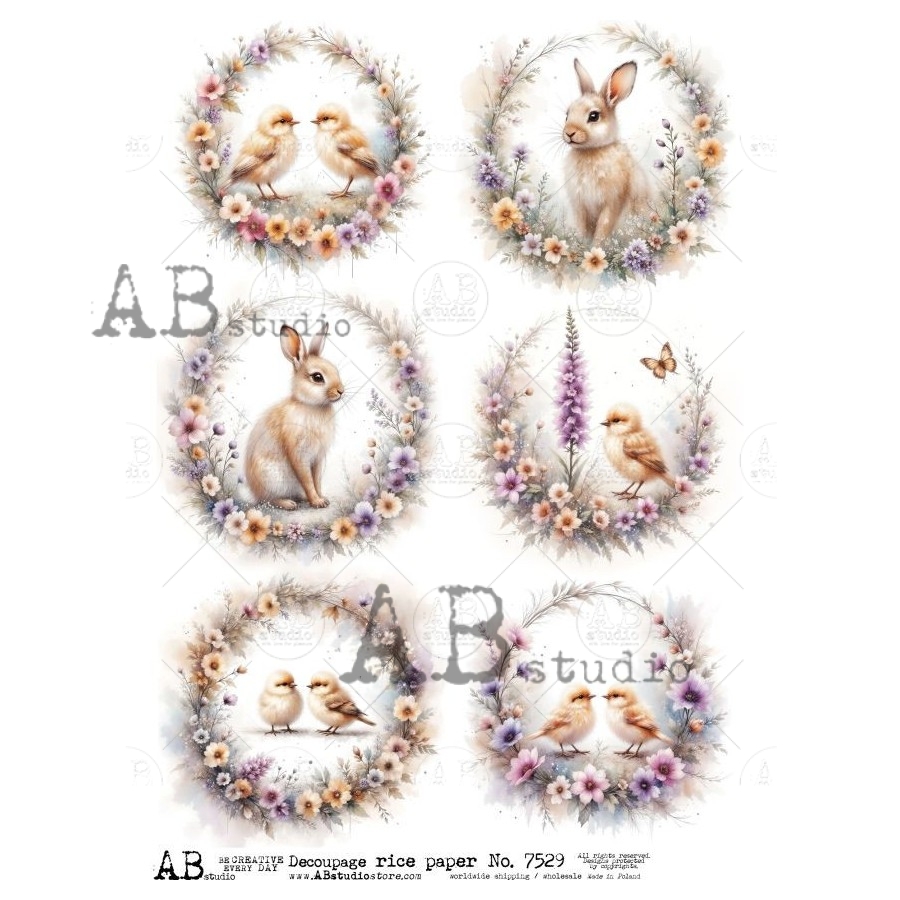 Hârtie de orez – Floral Frames 2 – A4 1 Hârtie de orez – Floral Frames 2 – A4