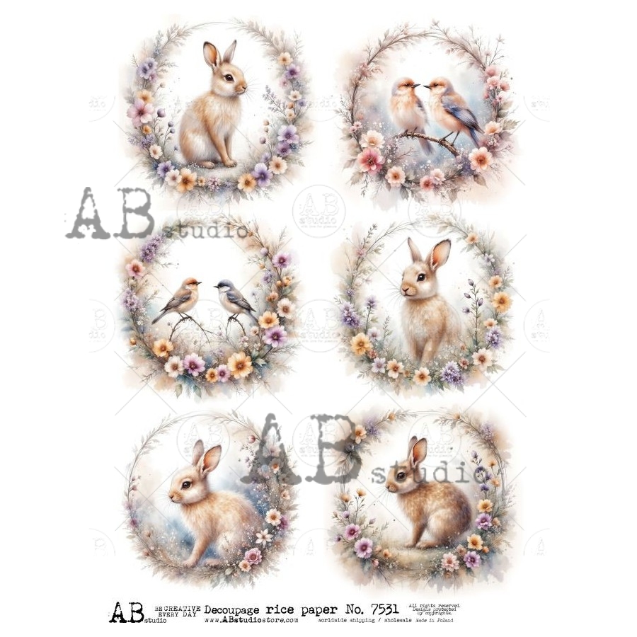 Hârtie de orez – Floral Frames – A4 1 Hârtie de orez – Floral Frames – A4
