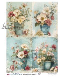 Hârtie de orez – Flowers in Pot - A4
