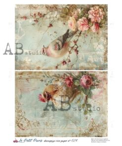 Hârtie de orez – Frame with Bird – A4