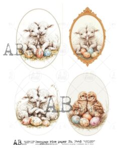 Hârtie de orez – Frames with Lambs – A4