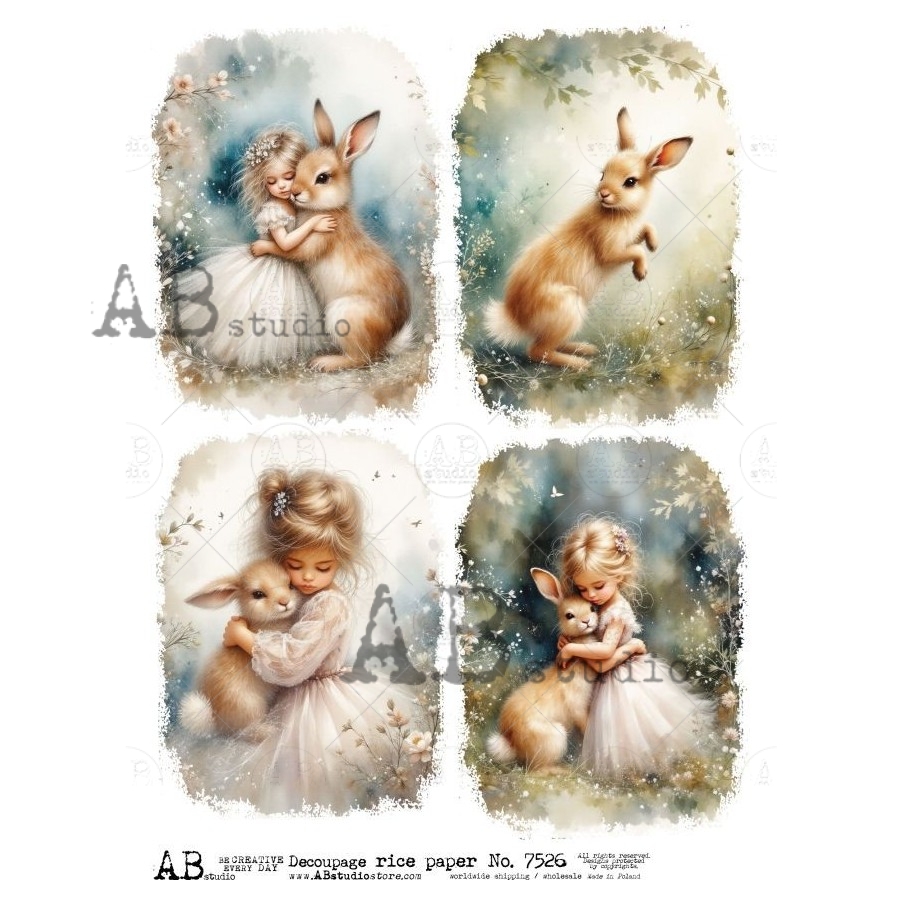 Hârtie de orez – Friendly Hug - A4 1 Hârtie de orez – Friendly Hug - A4