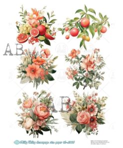 Hârtie de orez – Fruits and Flowers – A4