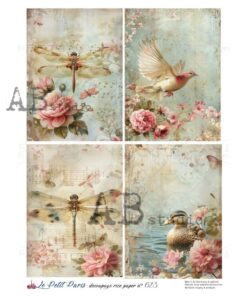 Hârtie de orez – Insects and Birds – A4