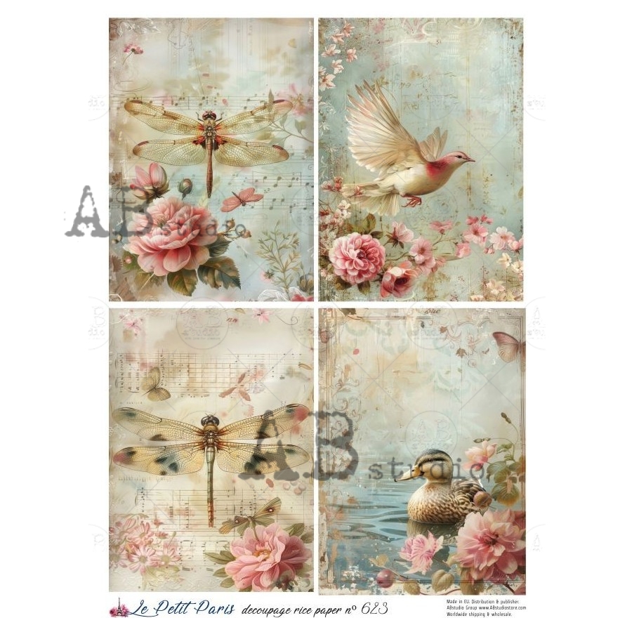 Hârtie de orez – Insects and Birds – A4 1 Hârtie de orez – Insects and Birds – A4