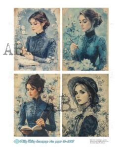 Hârtie de orez – Lady in Blue - A4