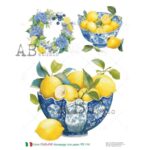 Hârtie de orez – Lemons and Hydrangea 2 - A4