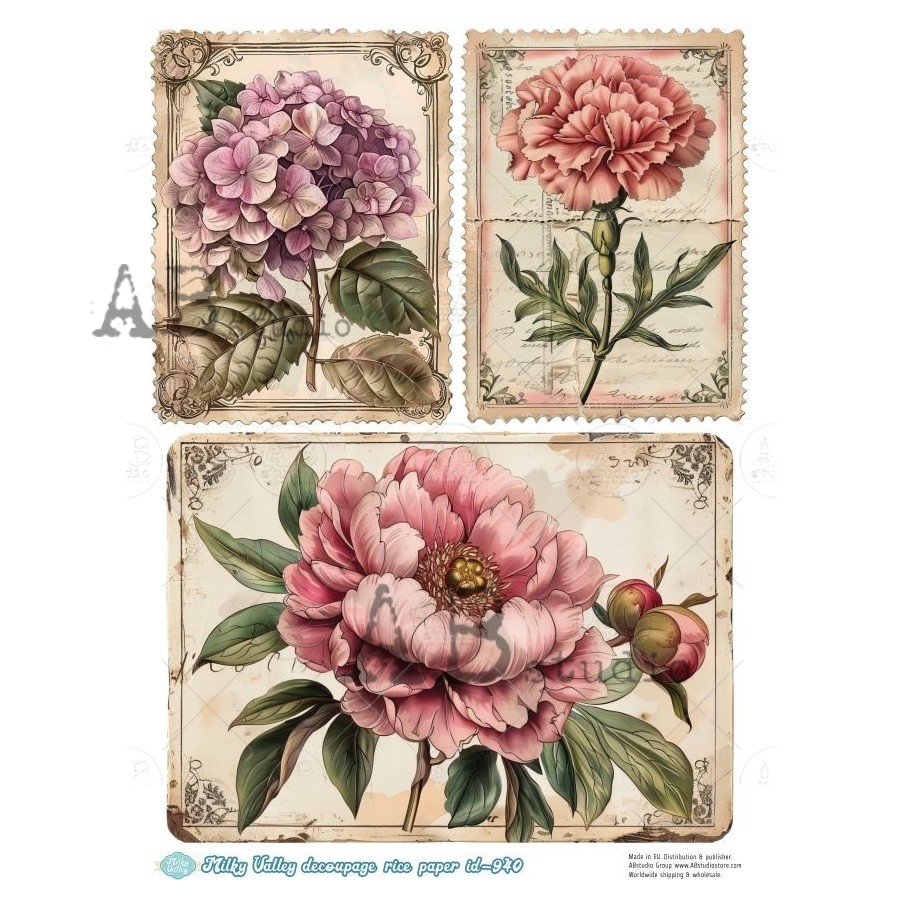Hârtie de orez – Lovely Flowers – A4 1 Hârtie de orez – Lovely Flowers – A4