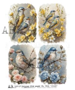 Hârtie de orez – Multicolor Birds 2 – A4