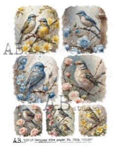 Hârtie de orez – Multicolor Birds – A4