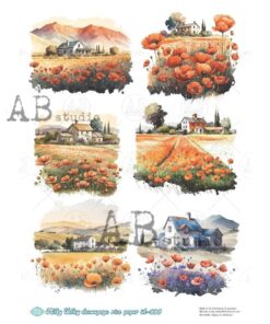 Hârtie de orez – Poppies Field – A4