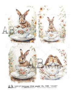 Hârtie de orez – Rabbit in the Cup 2 – A4