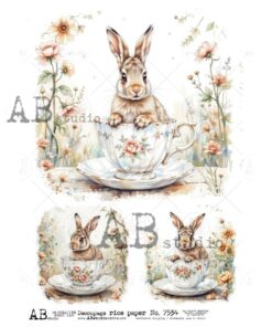 Hârtie de orez – Rabbit in the Cup – A4