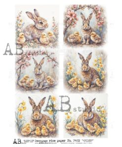 Hârtie de orez – Rabbits and Chicken 2 – A4