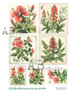 Hârtie de orez – Red Flowers – A4