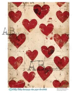 Hârtie de orez – Red Hearts – A4