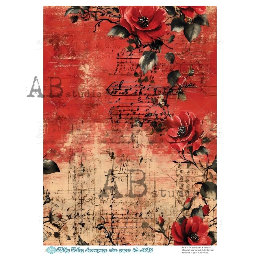 Hârtie de orez – Red Wallpaper 2 – A4 1 Hârtie de orez – Red Wallpaper 2 – A4