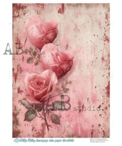 Hârtie de orez – Rose and Hearts – A4