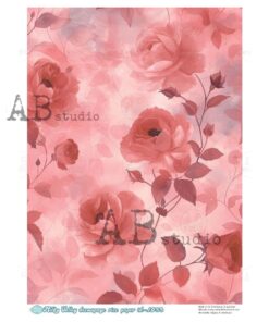 Hârtie de orez – Roses in Red 2 – A4