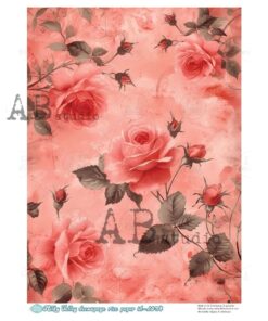 Hârtie de orez – Roses in Red – A4