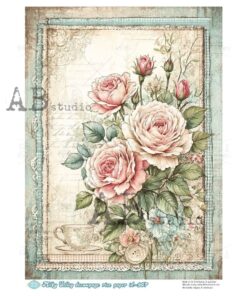 Hârtie de orez – Shabby Chic Roses – A4