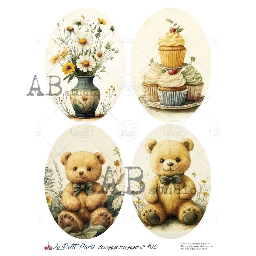 Hârtie de orez – Teddy Bear – A4 1 Hârtie de orez – Teddy Bear – A4