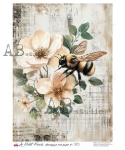 Hârtie de orez – The Bee on the Flower – A4