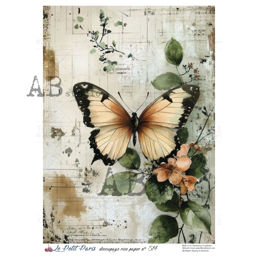 Hârtie de orez – The Butterfly – A4 1 Hârtie de orez – The Butterfly – A4