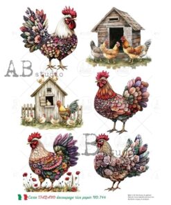 Hârtie de orez – The Multicolor Rooster - A4