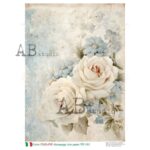 Hârtie de orez – The White and Blue Flowers - A4