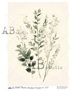 Hârtie de orez – Wild Plants Green – A4
