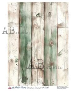 Hârtie de orez – Wood Background green – A4