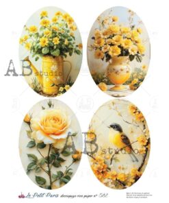 Hârtie de orez – Yellow Flowers – A4