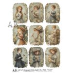 Hârtie de orez – Young Ladies with Little Friends 2 – A4