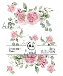 Decoupage flakes – Pink Flowers – 8 buc.