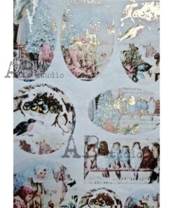 Hârtie de orez aurită – Christmas Scenes – A4