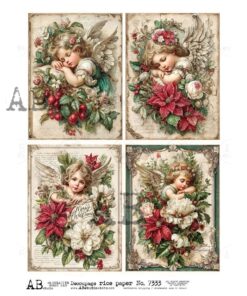 Hârtie de orez – Angel and Poinsettia – A4