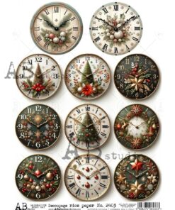 Hârtie de orez – Christmas Clocks – A4